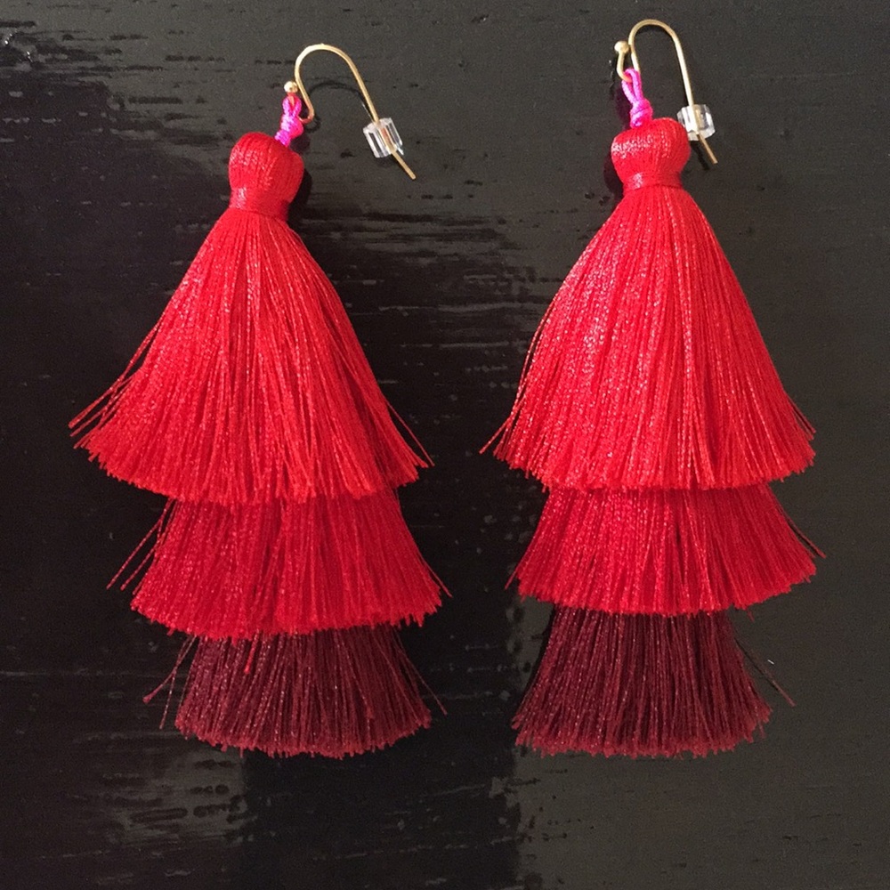 Red tassel earrings
